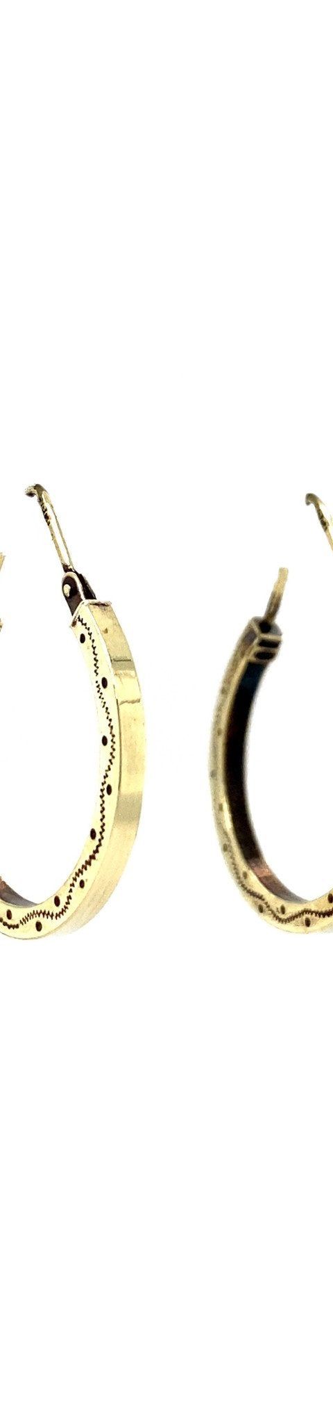Vintage 14K Gold Hoop Earrings with Engraving